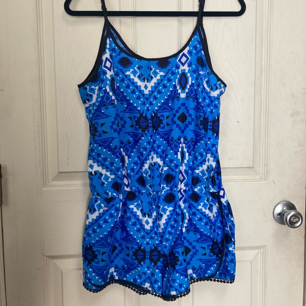 Blue Patterned Romper